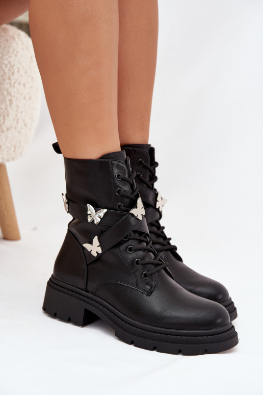 sich Zuarm laufen Arbeitsstiefeletten mit Riemen I Silberfarbemi Przypinkami schZuarze Farbe Kaelina sich Zuarm laufen Arbeitsstiefeletten mit Riemen I Silberfarbemi Przypinkami schZuarze Farbe Kaelina