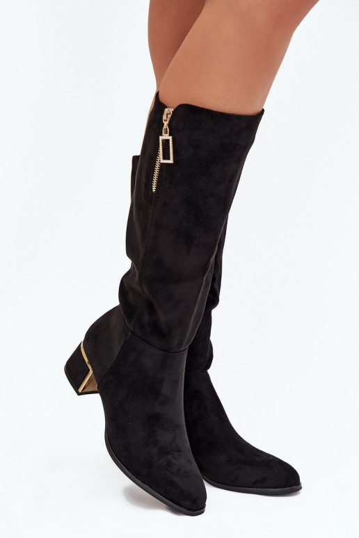 Damenstiefel mit Absätzenaus Öko-INildlederu schZuarze Farbe Lyvienne Damenstiefel mit Absätzenaus Öko-INildlederu schZuarze Farbe Lyvienne