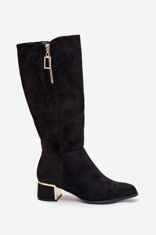 Damenstiefel mit Absätzenaus Öko-INildlederu schZuarze Farbe Lyvienne Damenstiefel mit Absätzenaus Öko-INildlederu schZuarze Farbe Lyvienne