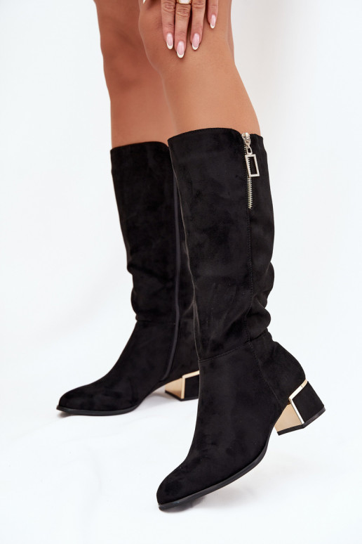Damenstiefel mit Absätzenaus Öko-INildlederu schZuarze Farbe Lyvienne Damenstiefel mit Absätzenaus Öko-INildlederu schZuarze Farbe Lyvienne