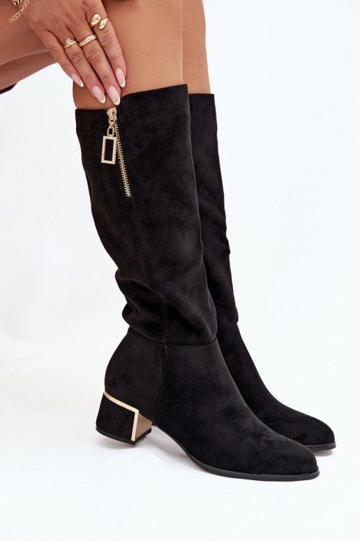 Damenstiefel mit Absätzenaus Öko-INildlederu schZuarze Farbe Lyvienne Damenstiefel mit Absätzenaus Öko-INildlederu schZuarze Farbe Lyvienne
