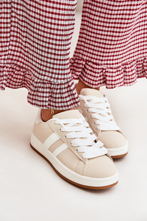 Turnschuhe Sneakers Stilvollllschuhe Feminin aus Öko-Leder Beige Ravina Turnschuhe Sneakers Stilvollllschuhe Feminin aus Öko-Leder Beige Ravina