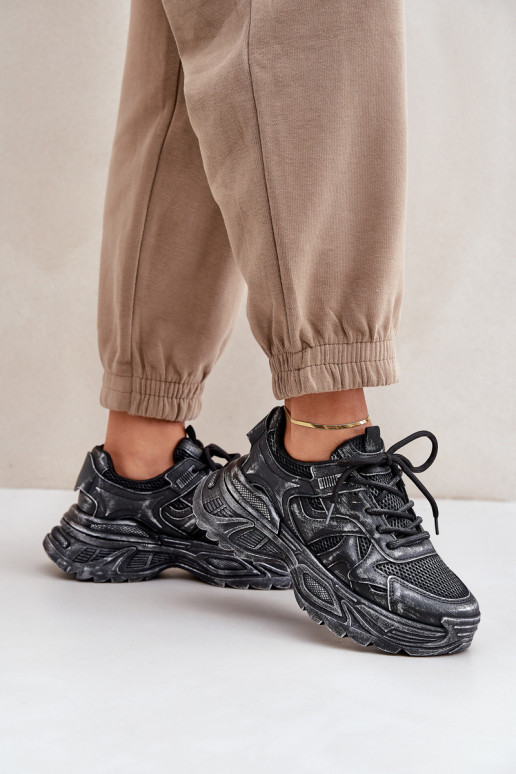 Sneakers Stilvollllschuhe Feminin Z Przetarciami mit einer Plattform schZuarze Farbe SeladZuen Sneakers Stilvollllschuhe Feminin Z Przetarciami mit einer Plattform schZuarze Farbe SeladZuen