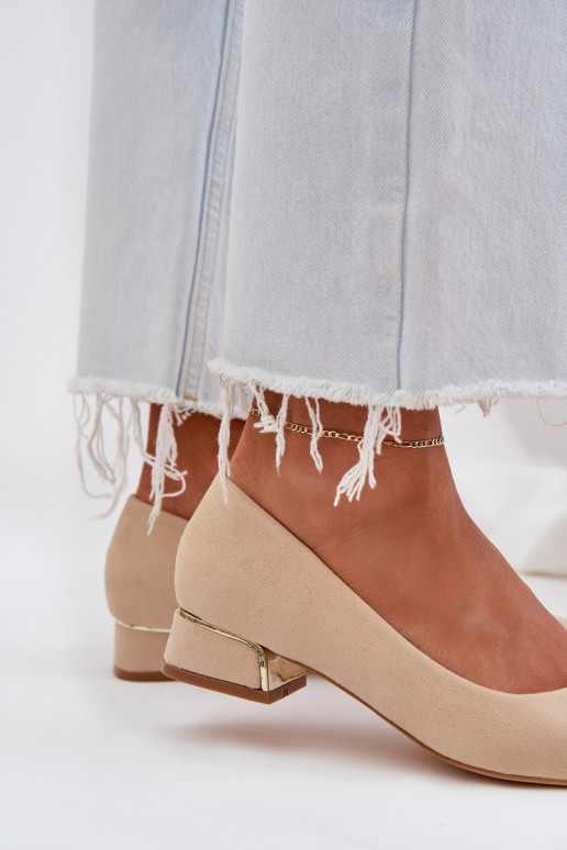 Schuhe Auf niedrigem Absatz I Szpiczastymi Noskami Beige Terilara Schuhe Auf niedrigem Absatz I Szpiczastymi Noskami Beige Terilara