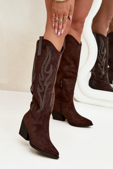 Stiefel CoZuboy-Stil Feminin Mit Dekoration mit Absätzen CzekoladoZue Jovina