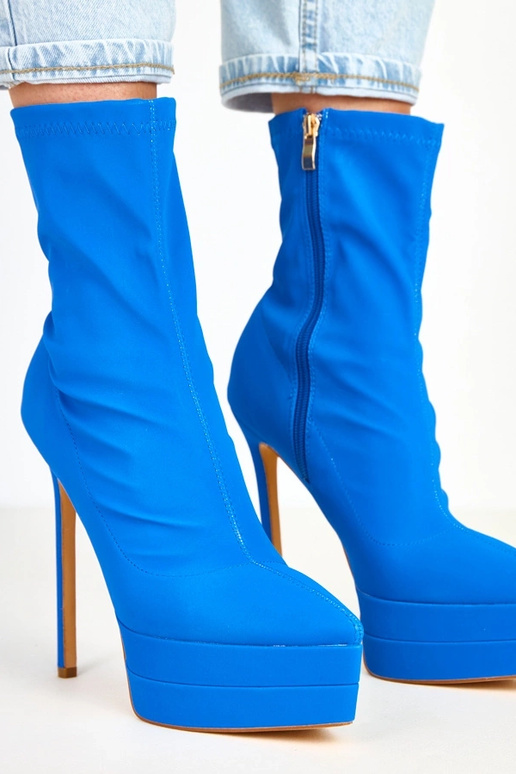 Ramla blaue satinierte Stiefeletten...