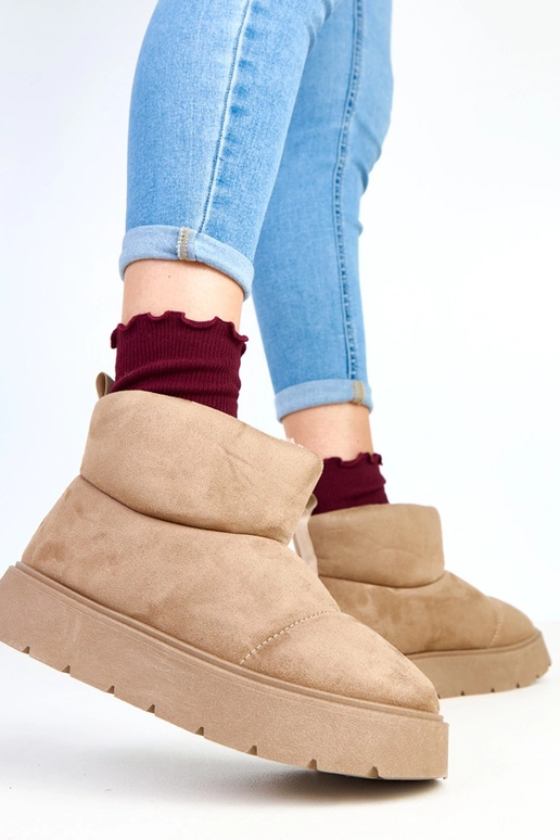 Dunkelbeige warme Schneestiefel mit... Dunkelbeige warme Schneestiefel mit...