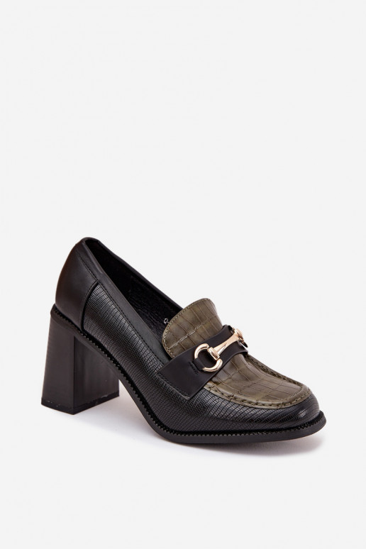 Schuhe Feminin mit Absätzen mit Aufdruck I goldene Farbem Detalem Grün-schZuarze Farbe Novella Schuhe Feminin mit Absätzen mit Aufdruck I goldene Farbem Detalem Grün-schZuarze Farbe Novella