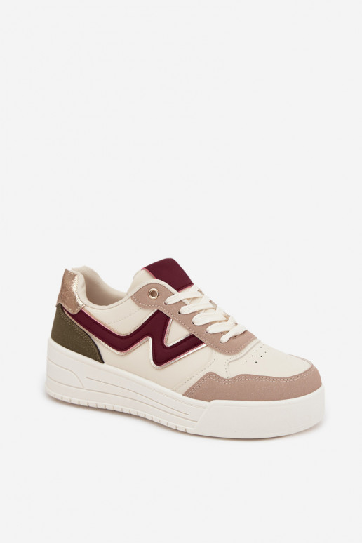Sneakers Stilvollllschuhe Feminin mit einer Plattform mit goldenen Details Beige Zalvra Sneakers Stilvollllschuhe Feminin mit einer Plattform mit goldenen Details Beige Zalvra