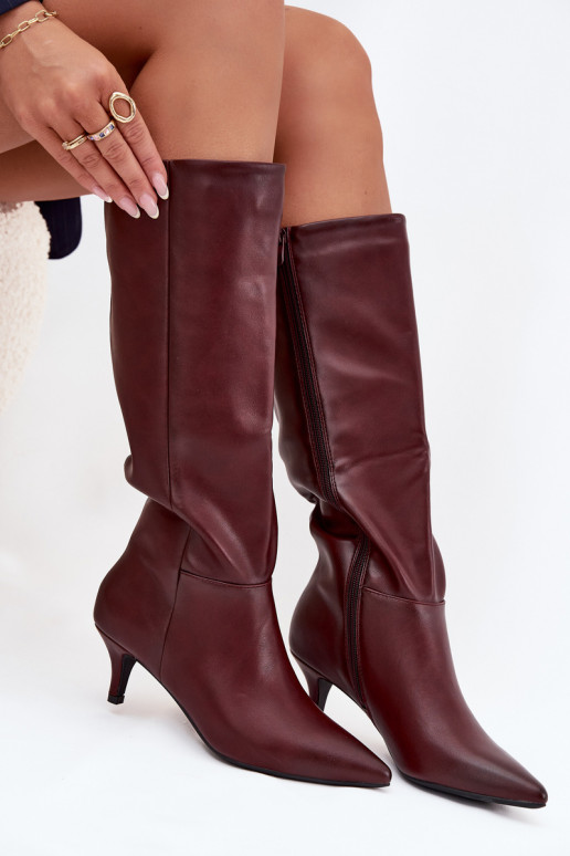 Damenstiefel Ermöglicht Niedrigj Szpilce sich Zuarm laufen aus Öko-Leder Burgund Es mussrcellia Damenstiefel Ermöglicht Niedrigj Szpilce sich Zuarm laufen aus Öko-Leder Burgund Es mussrcellia