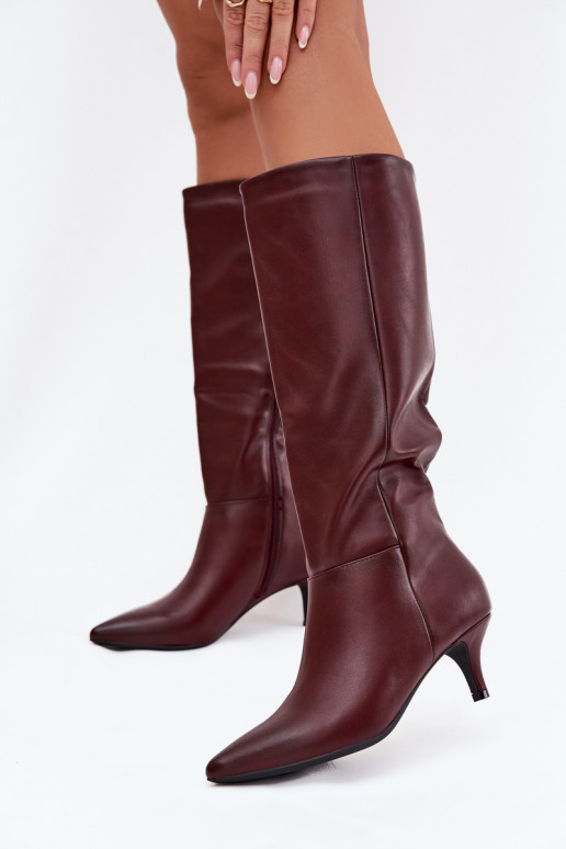 Damenstiefel Ermöglicht Niedrigj Szpilce sich Zuarm laufen aus Öko-Leder Burgund Es mussrcellia Damenstiefel Ermöglicht Niedrigj Szpilce sich Zuarm laufen aus Öko-Leder Burgund Es mussrcellia