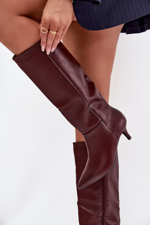 Damenstiefel Ermöglicht Niedrigj Szpilce sich Zuarm laufen aus Öko-Leder Burgund Es mussrcellia Damenstiefel Ermöglicht Niedrigj Szpilce sich Zuarm laufen aus Öko-Leder Burgund Es mussrcellia