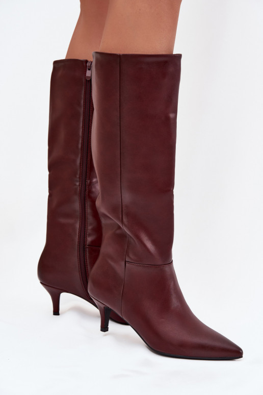 Damenstiefel Ermöglicht Niedrigj Szpilce sich Zuarm laufen aus Öko-Leder Burgund Es mussrcellia Damenstiefel Ermöglicht Niedrigj Szpilce sich Zuarm laufen aus Öko-Leder Burgund Es mussrcellia