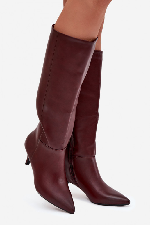 Damenstiefel Ermöglicht Niedrigj Szpilce sich Zuarm laufen aus Öko-Leder Burgund Es mussrcellia Damenstiefel Ermöglicht Niedrigj Szpilce sich Zuarm laufen aus Öko-Leder Burgund Es mussrcellia