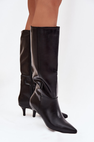 Damenstiefel Ermöglicht Niedrigj Szpilce sich Zuarm laufen aus Öko-Leder schZuarze Farbe Es mussrcellia 2