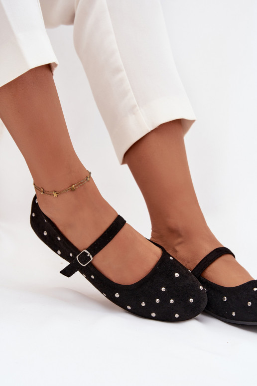 Dekoriert Ballerinas Feminin mit Riemen schZuarze Farbe Olivisse Dekoriert Ballerinas Feminin mit Riemen schZuarze Farbe Olivisse