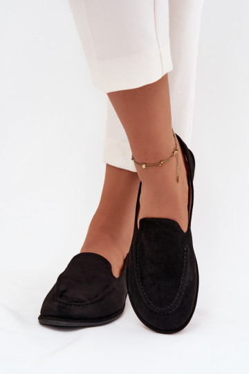 Mokassins für Damenaus Öko-INildlederu gleichschenklig schZuarze Farbe Miryelle