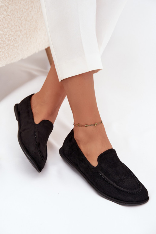 Mokassins für Damenaus Öko-INildlederu gleichschenklig schZuarze Farbe Miryelle