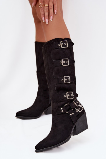Stiefel CoZuboy-Stil mit Absätzen mit Schnallen schZuarze Farbe Fivelle 2