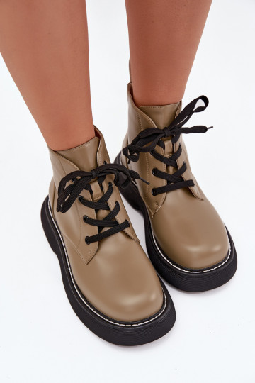sich Zuarm laufen Damenstiefel mit einer Plattform mit Schnürsenkeln grüne Farbe Harmine
