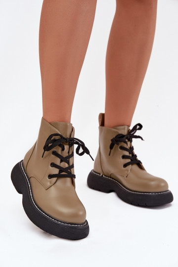 sich Zuarm laufen Damenstiefel mit einer Plattform mit Schnürsenkeln grüne Farbe Harmine 2