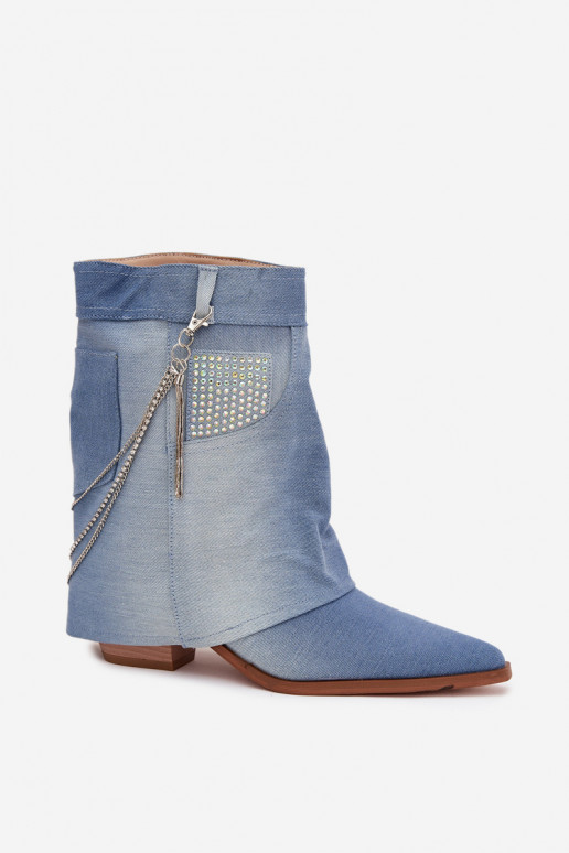Damenstiefel mit Ketten Denim-Es mussterial Ilyana Damenstiefel mit Ketten Denim-Es mussterial Ilyana