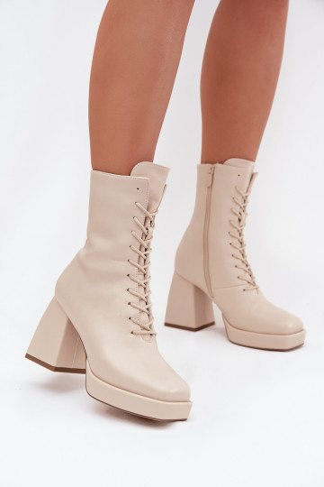 Damenstiefel sich Zuarm laufen mit Absätzen Mit einer Spitze elfenbeinfarbe Juvina 2
