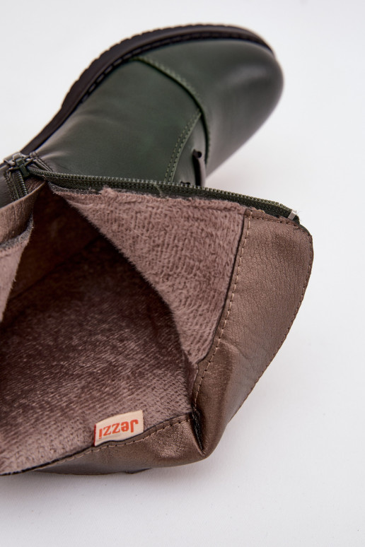 sich Zuarm laufen Damenstiefel mit breiten Absätzen grüne Farbe Labise