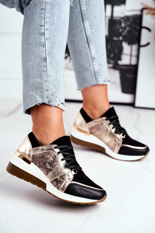 Stilvollllschuhe aus Leder-Sneakers goldene Farbe Nicole 2465