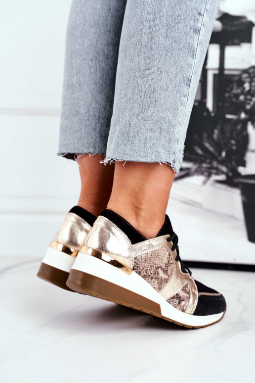 Stilvollllschuhe aus Leder-Sneakers goldene Farbe Nicole 2465