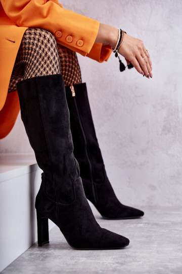 Kniehohe Stiefel mit hohem Absatz schZuarze Farbe Truly Love