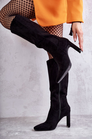 Kniehohe Stiefel mit hohem Absatz schZuarze Farbe Truly Love 2