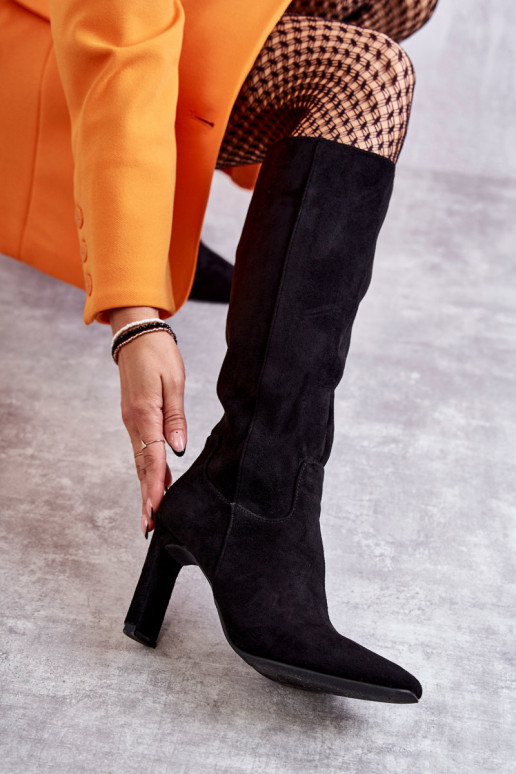 Kniehohe Stiefel mit hohem Absatz schZuarze Farbe Truly Love