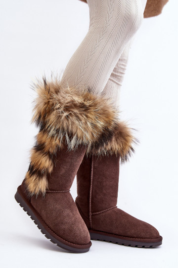 Stylische Zuarme Schneestiefel aus INildleder braune Farbe Balvin
