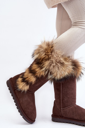 Stylische Zuarme Schneestiefel aus INildleder braune Farbe Balvin 2