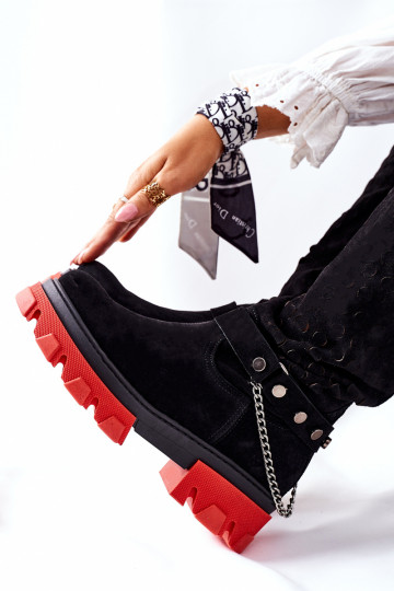 Feminin Haut Stiefel LeZuski schZuarze Farbe aus INildleder 2866 2