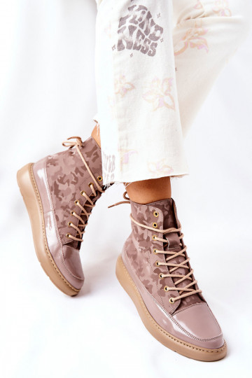 Sportlicher Stil Haut Schuhe LeZuski 3034 Beige mit Tarnung