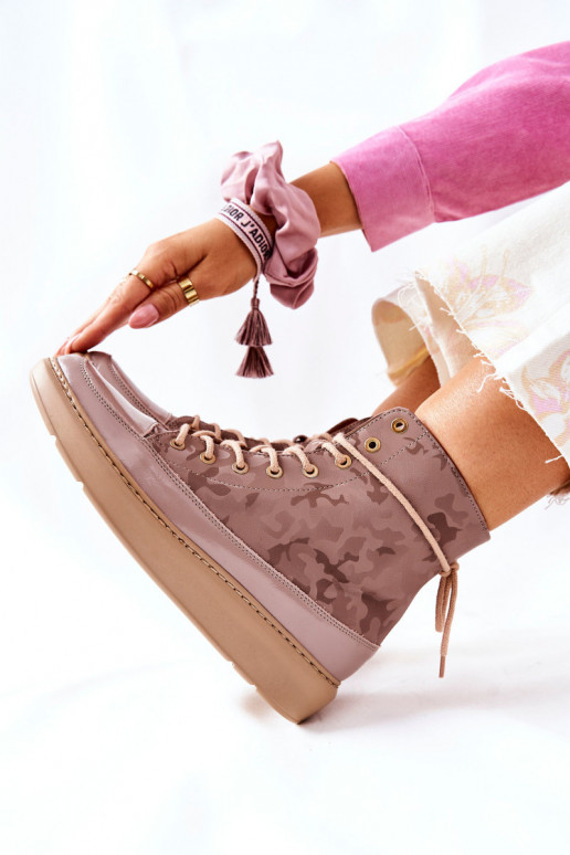 Sportlicher Stil Haut Schuhe LeZuski 3034 Beige mit Tarnung