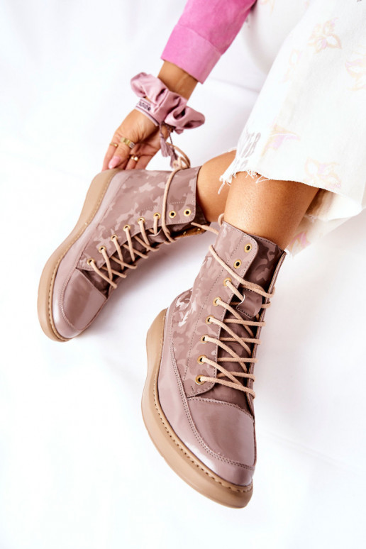 Sportlicher Stil Haut Schuhe LeZuski 3034 Beige mit Tarnung