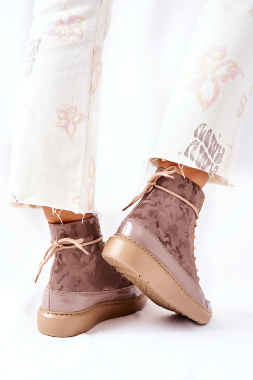 Sportlicher Stil Haut Schuhe LeZuski 3034 Beige mit Tarnung