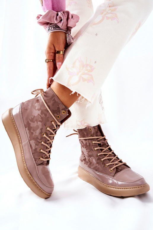 Sportlicher Stil Haut Schuhe LeZuski 3034 Beige mit Tarnung