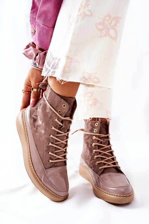 Sportlicher Stil Haut Schuhe LeZuski 3034 Beige mit Tarnung