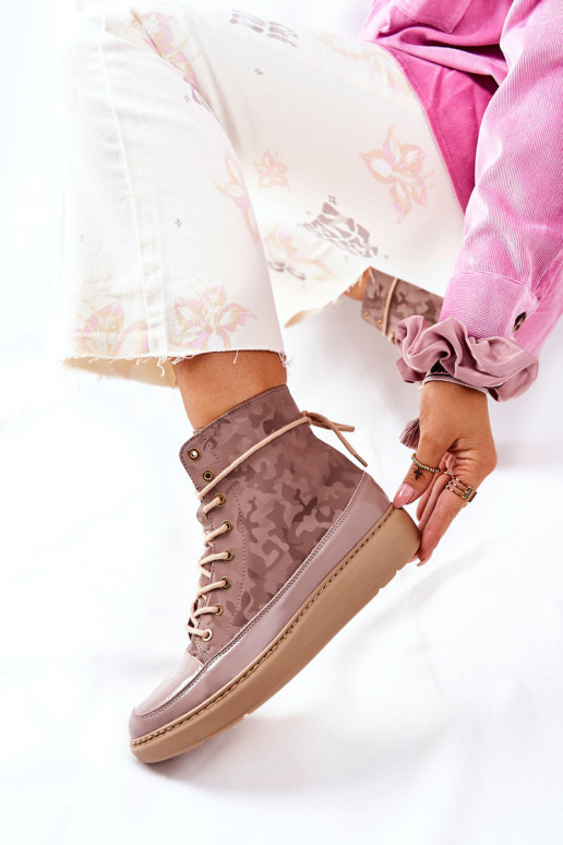 Sportlicher Stil Haut Schuhe LeZuski 3034 Beige mit Tarnung