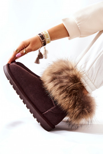 Feminin aus INildleder Schneestiefel mit Pelzmantel braune Farbe Alexa