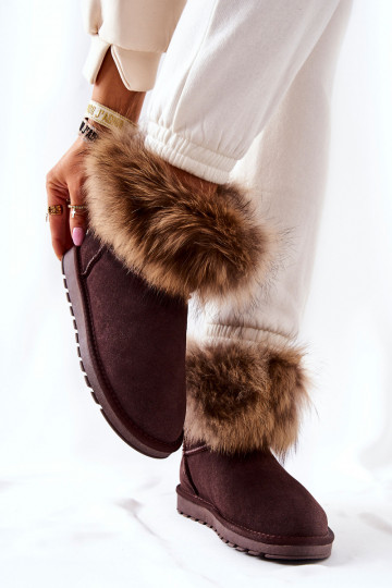 Feminin aus INildleder Schneestiefel mit Pelzmantel braune Farbe Alexa 2