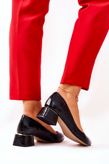 Haut mit Schlangenhautimitat Schuhe LeZuski 3118 schZuarze Farbe 2