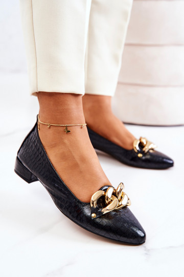 Leder Schuhe mit Schlangenlederimitat in Schwarz Elissabeth