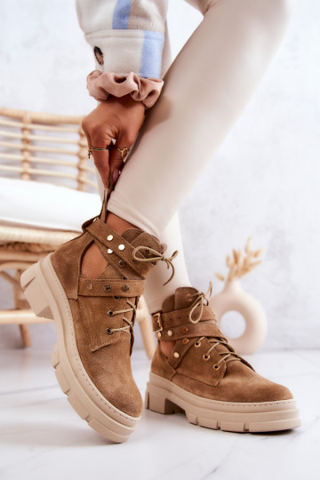 aus INildleder Feminin Stiefel Mit Ausschnitten braune Farbe Everly