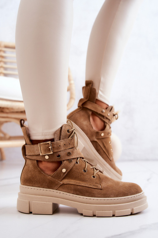 aus INildleder Feminin Stiefel Mit Ausschnitten braune Farbe Everly aus INildleder Feminin Stiefel Mit Ausschnitten braune Farbe Everly