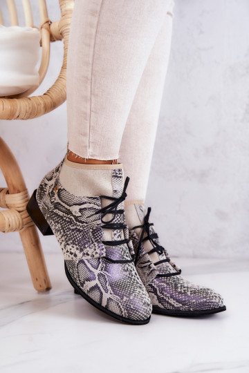 Damenstiefel aus INildleder SchuhZuerk mit Schlangenhautimitat Es mussciejka 04744-03 Beige